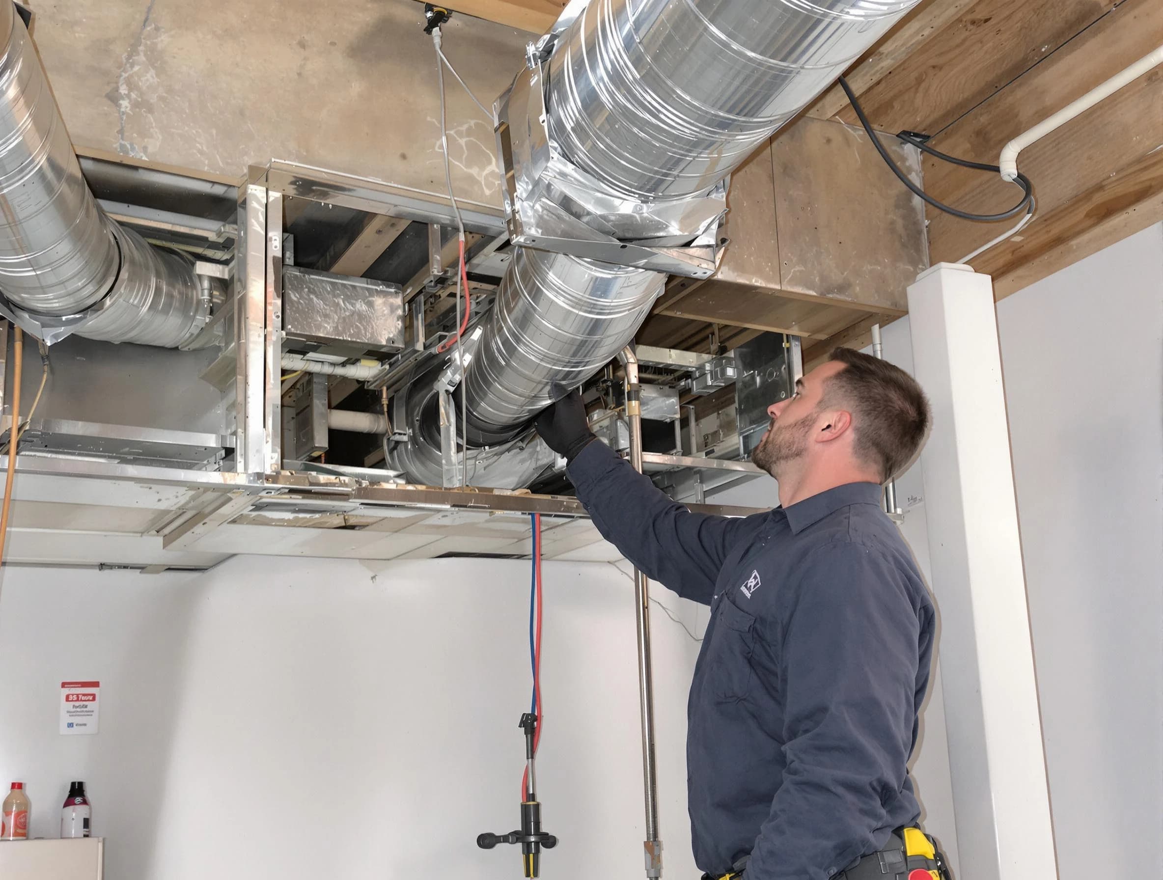 Cranberry Air Duct Cleaning technician performing professional air duct repair using specialized tools in Cranberry