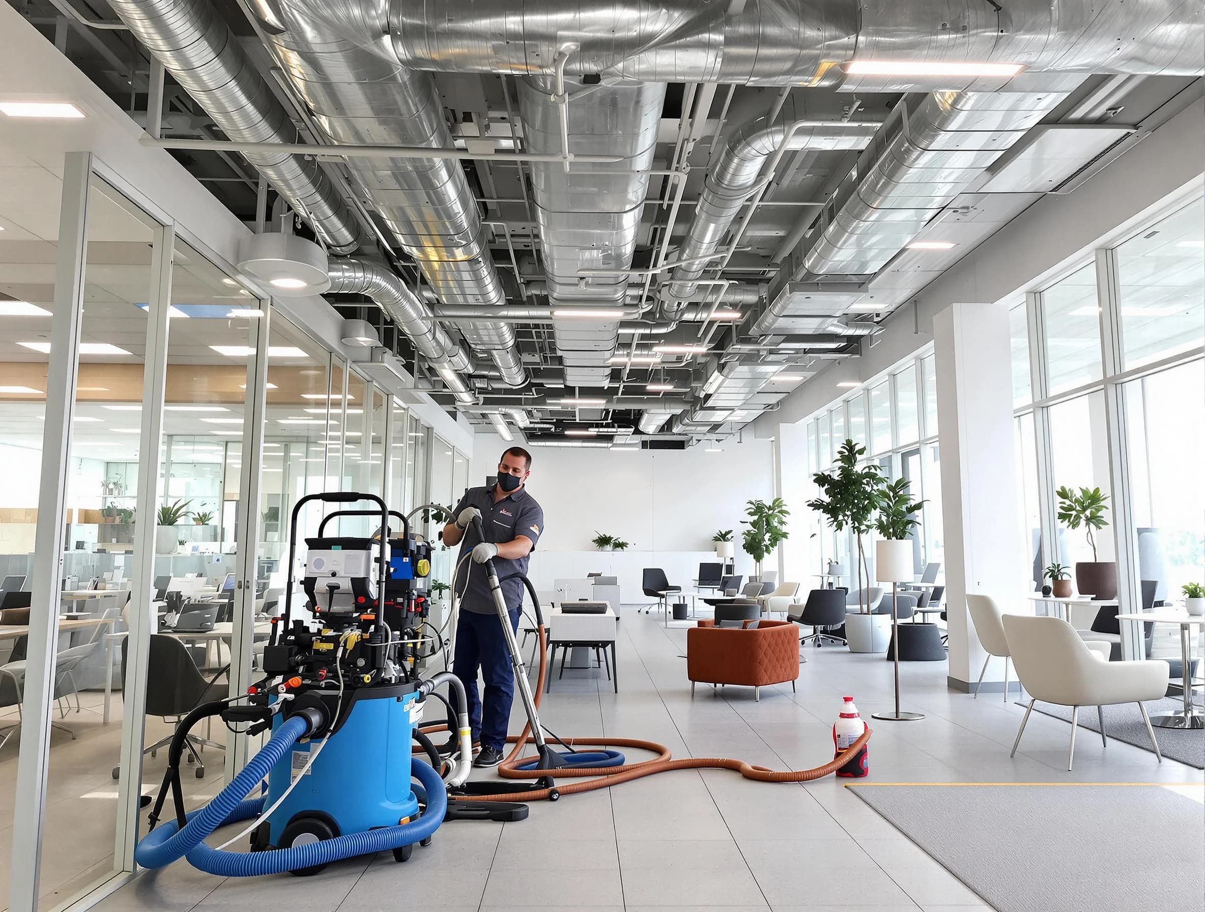 Cranberry Air Duct Cleaning team conducting comprehensive commercial duct cleaning at a business location in Cranberry